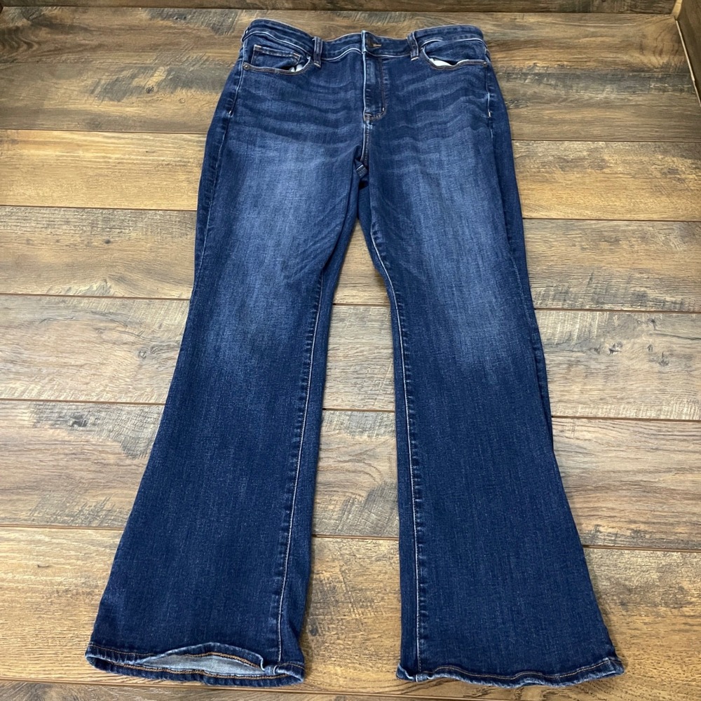 American Eagle Hi-Rise Skinny Kick Jeans Dark Wash Stretch Size 16 Short Western